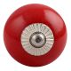 Solid Red Silver Fitting Ceramic Cabinet Knob